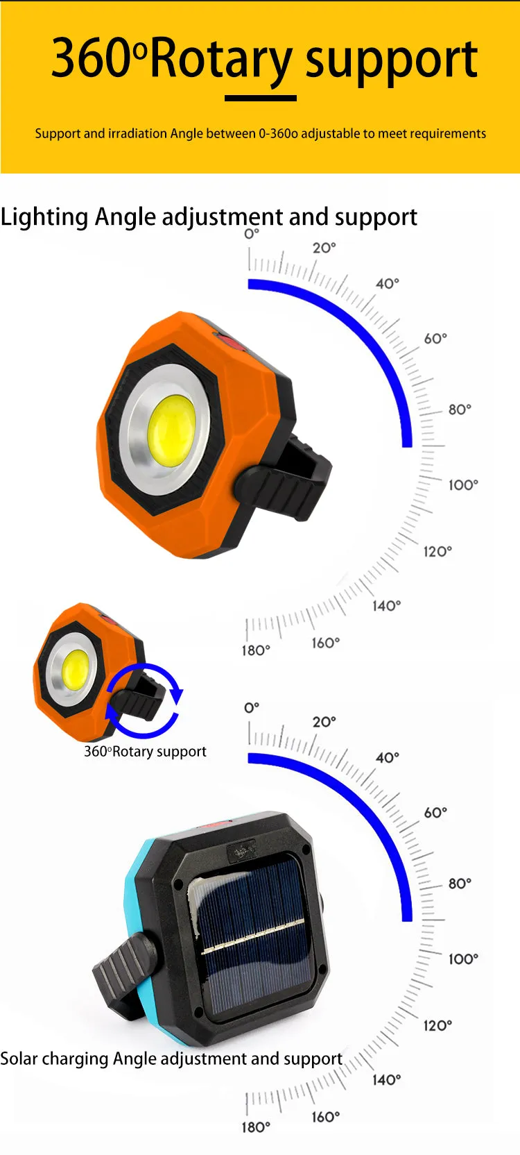 20W Solar Powered Magnetic Camping Light Fa-601