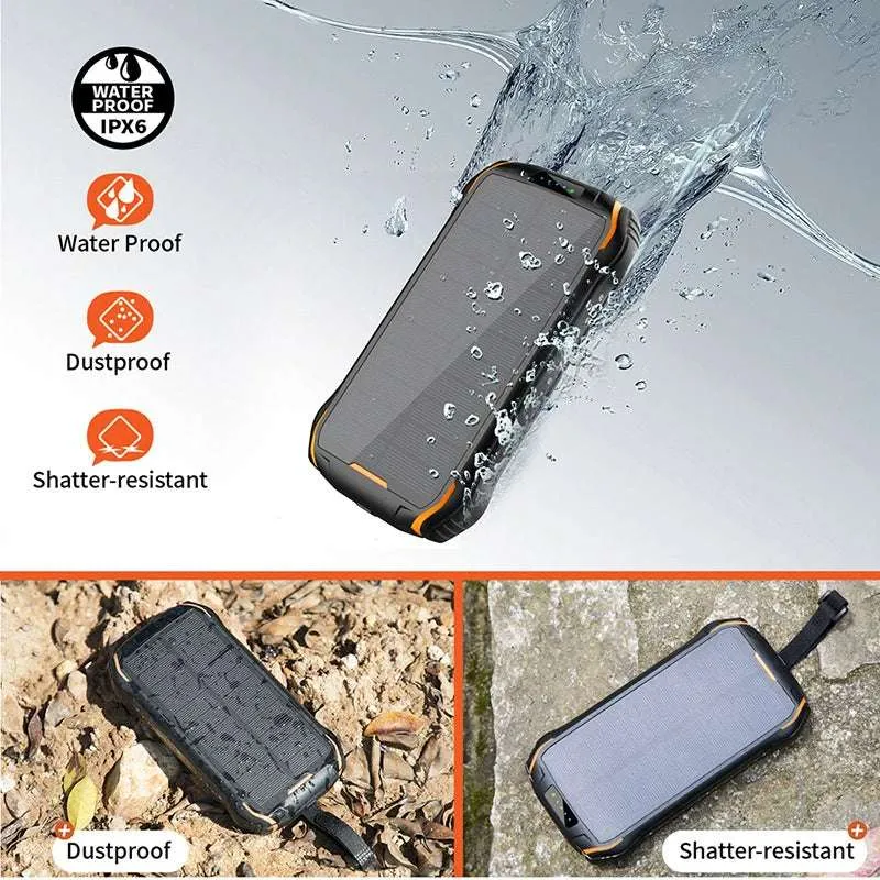26800mAh Solar Power Bank with Wireless Charging, LED Camping Light, Waterproof &amp; Fast Charging  Powerbank