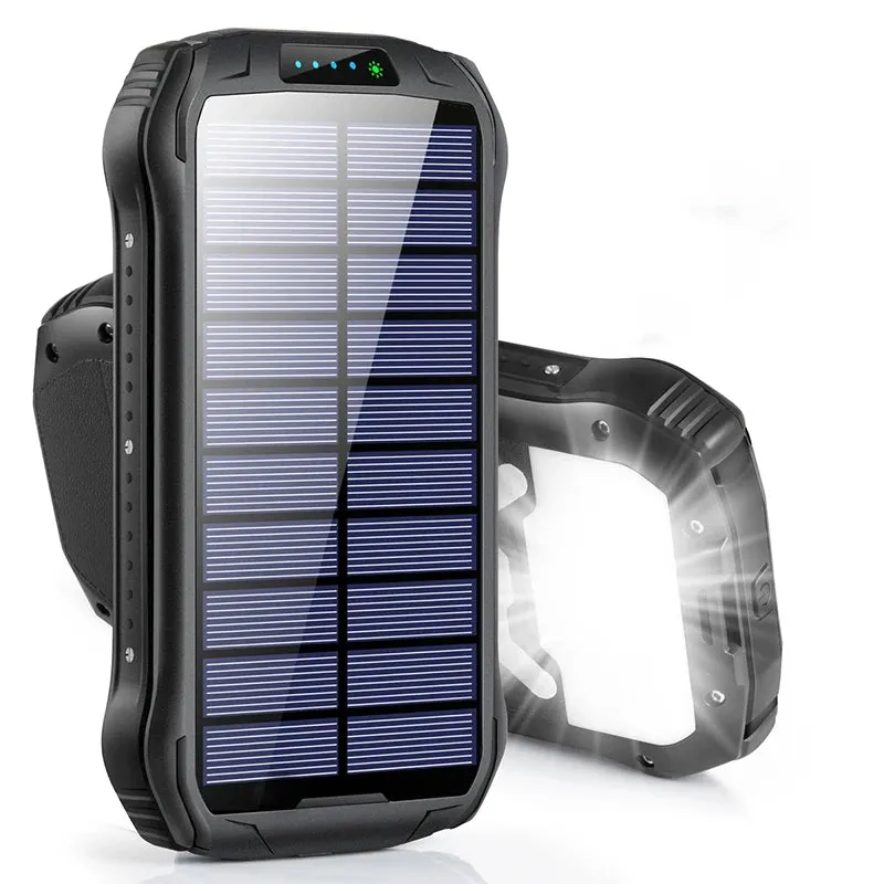 26800mAh Solar Power Bank with Wireless Charging, LED Camping Light, Waterproof &amp; Fast Charging  Powerbank