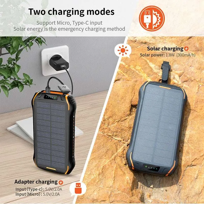 26800mAh Solar Power Bank with Wireless Charging, LED Camping Light, Waterproof &amp; Fast Charging  Powerbank