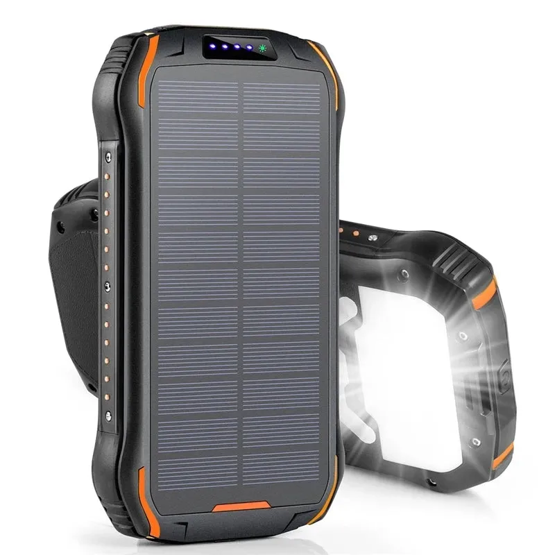 26800mAh Solar Power Bank with Wireless Charging, LED Camping Light, Waterproof &amp; Fast Charging  Powerbank
