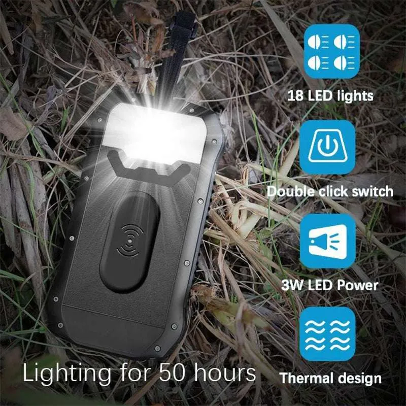 26800mAh Solar Power Bank with Wireless Charging, LED Camping Light, Waterproof &amp; Fast Charging  Powerbank