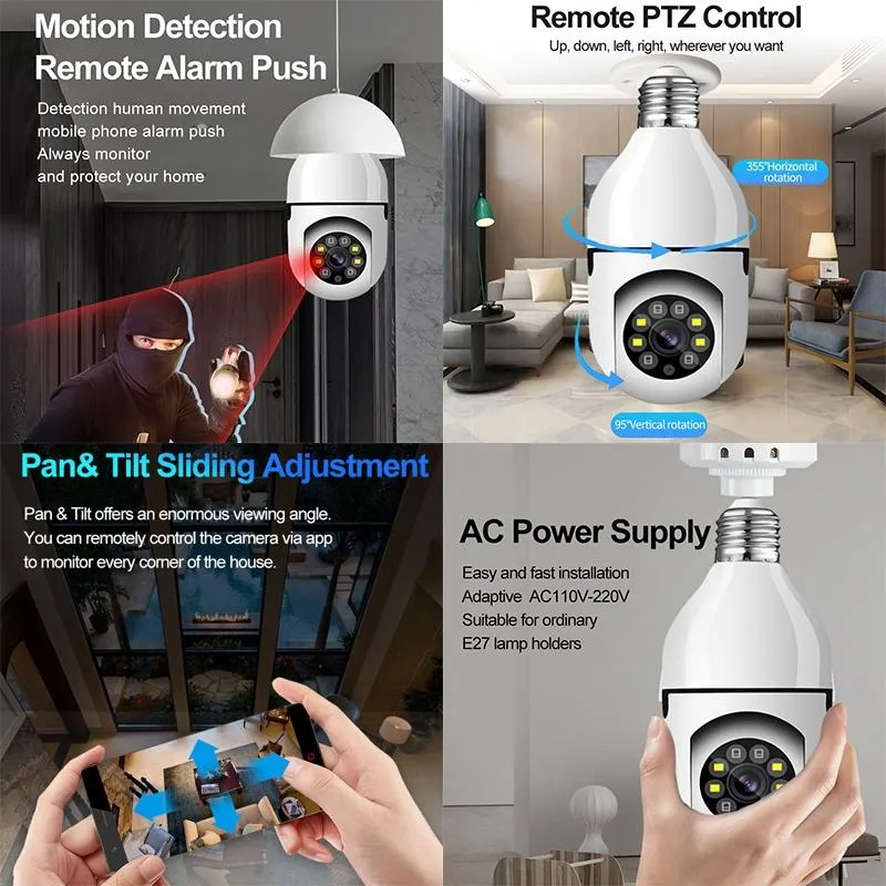 2MP 5G Dual Frequency Bulb Camera | Two-Way Voice | Intercom | White
