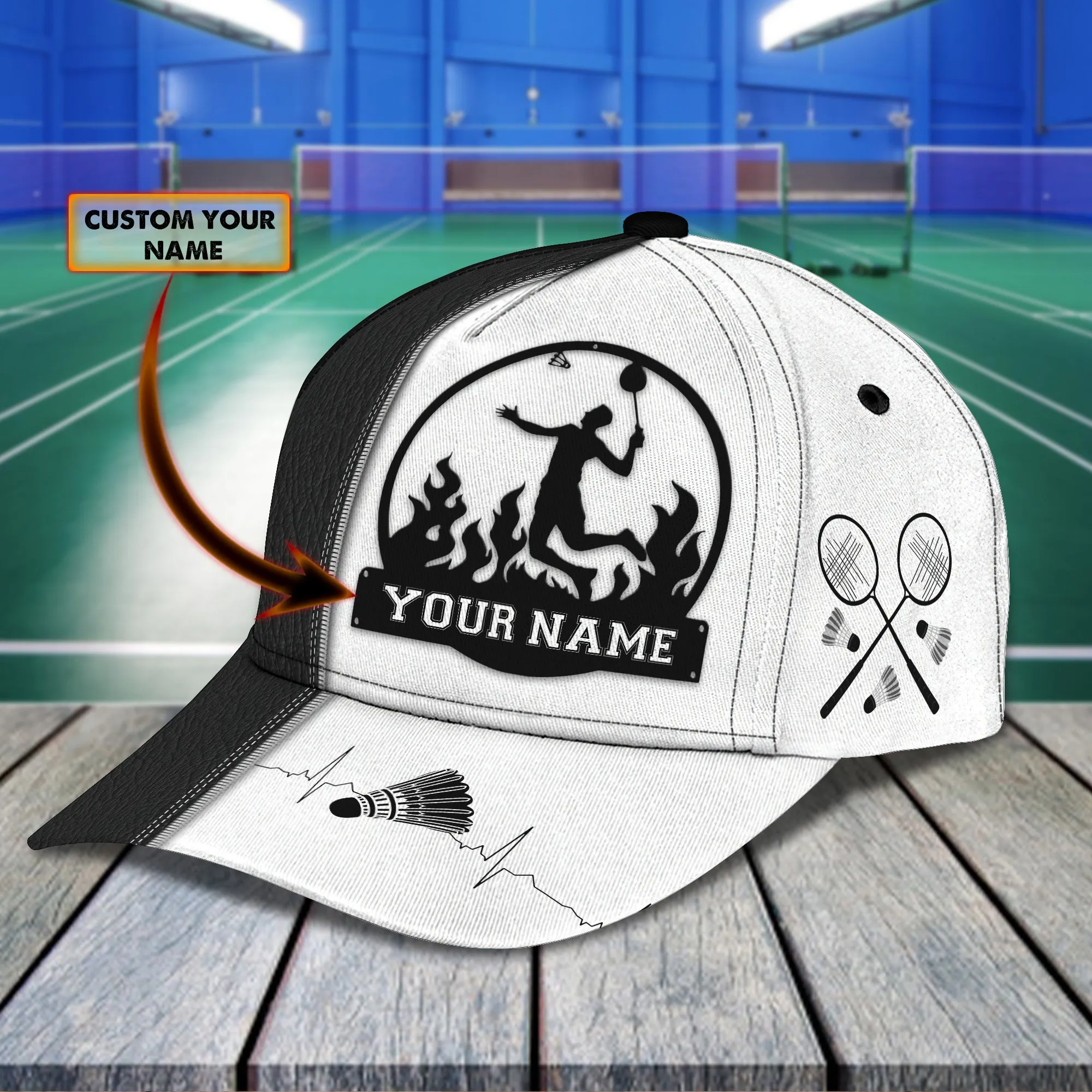 3D Classic Cap Badminton 01 Personalized Name Cap Namashops