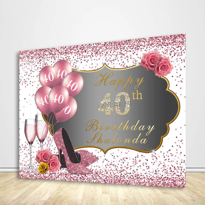 50th Birthday Backdrop High Heels Rose Gold Backdrop Birthday Party Decorations