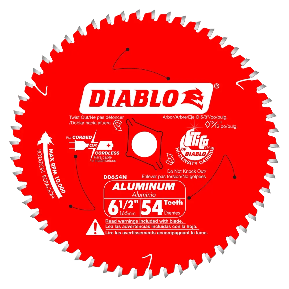 6-1/2 in. x 54 Tooth Medium Aluminum Cutting Saw Blade - 8 per Order