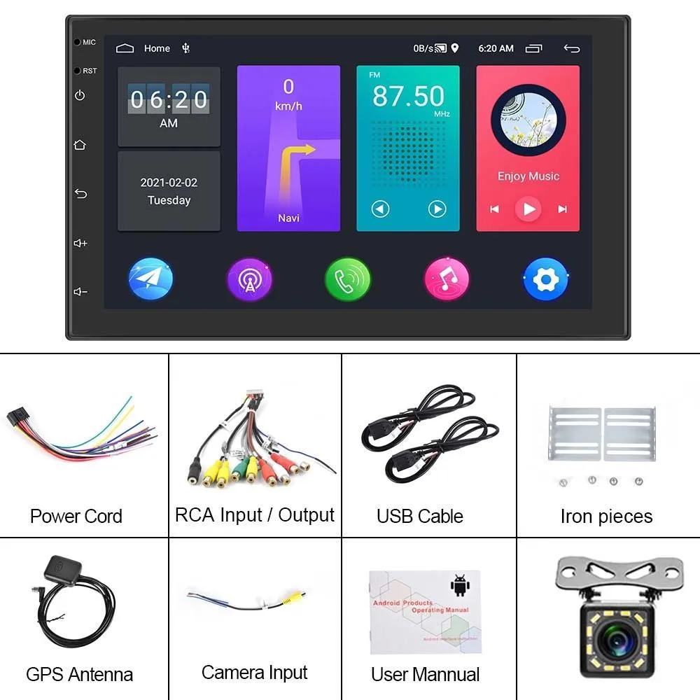 7 Inch Android Wifi Car Navigation Reversing Video Player - 2   32G Standard   12Lights Camera
