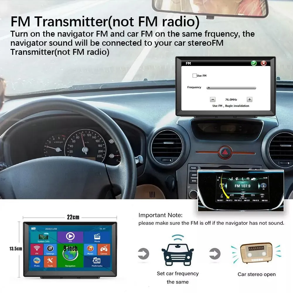 8 Inch Car Gps Navigator - 9 Screen Bluetooth Africa Map