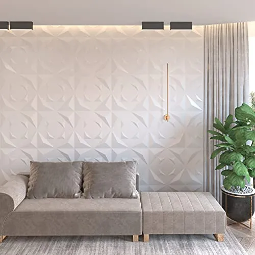Art3d Decorative 3D Panels Textured Wall Design Board, White, 12 Tiles 32 Sq Ft