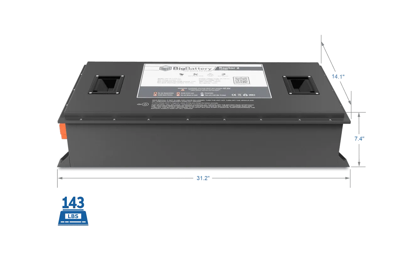 BigBattery 72V RAPTOR 2 LiFePO4 Battery | 7.68kWh | Game-Changing Power for Golf Carts