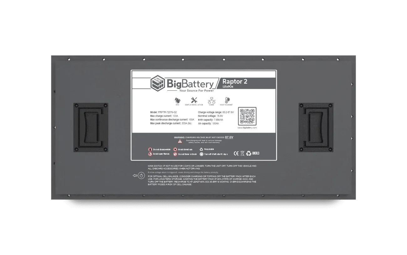 BigBattery 72V RAPTOR 2 LiFePO4 Battery | 7.68kWh | Game-Changing Power for Golf Carts
