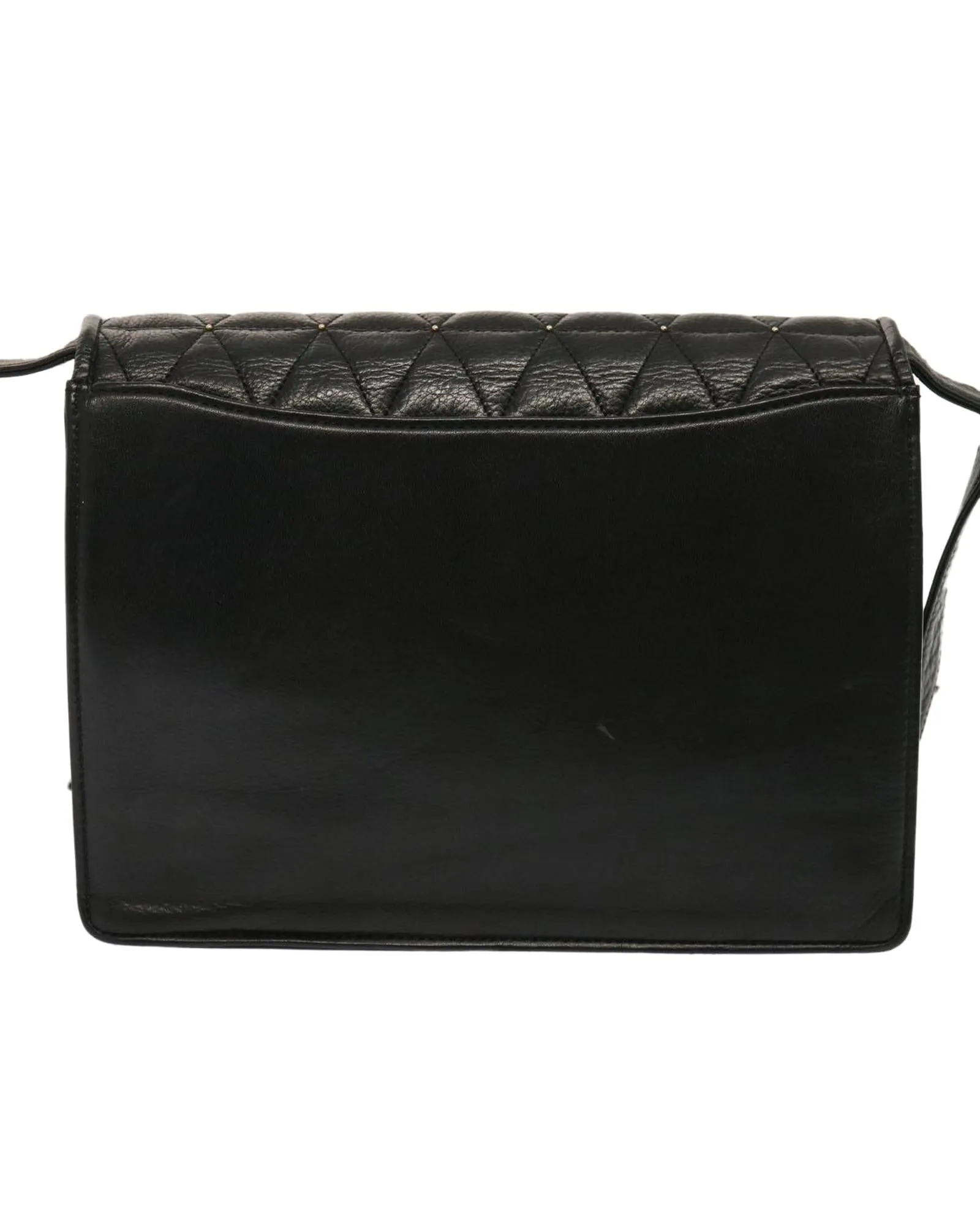 Black Quilted Leather Shoulder Bag with Adjustable Strap