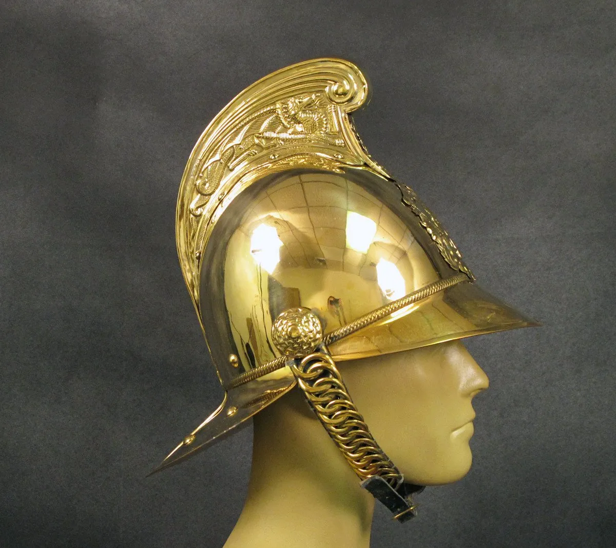 British Brass Merryweather Parade Fire Helmet