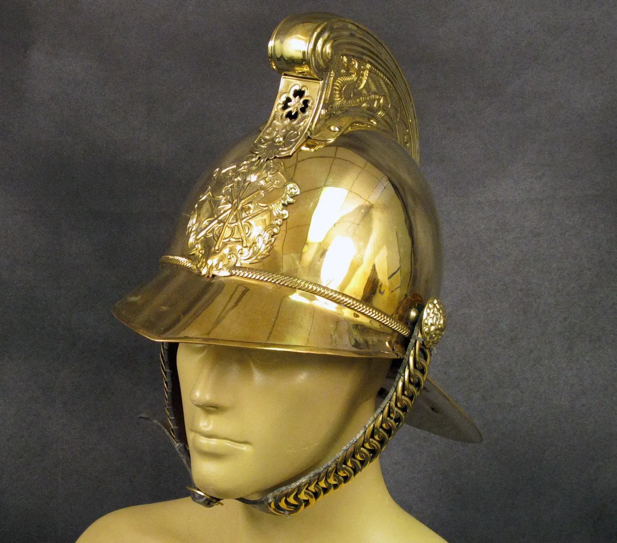 British Brass Merryweather Parade Fire Helmet