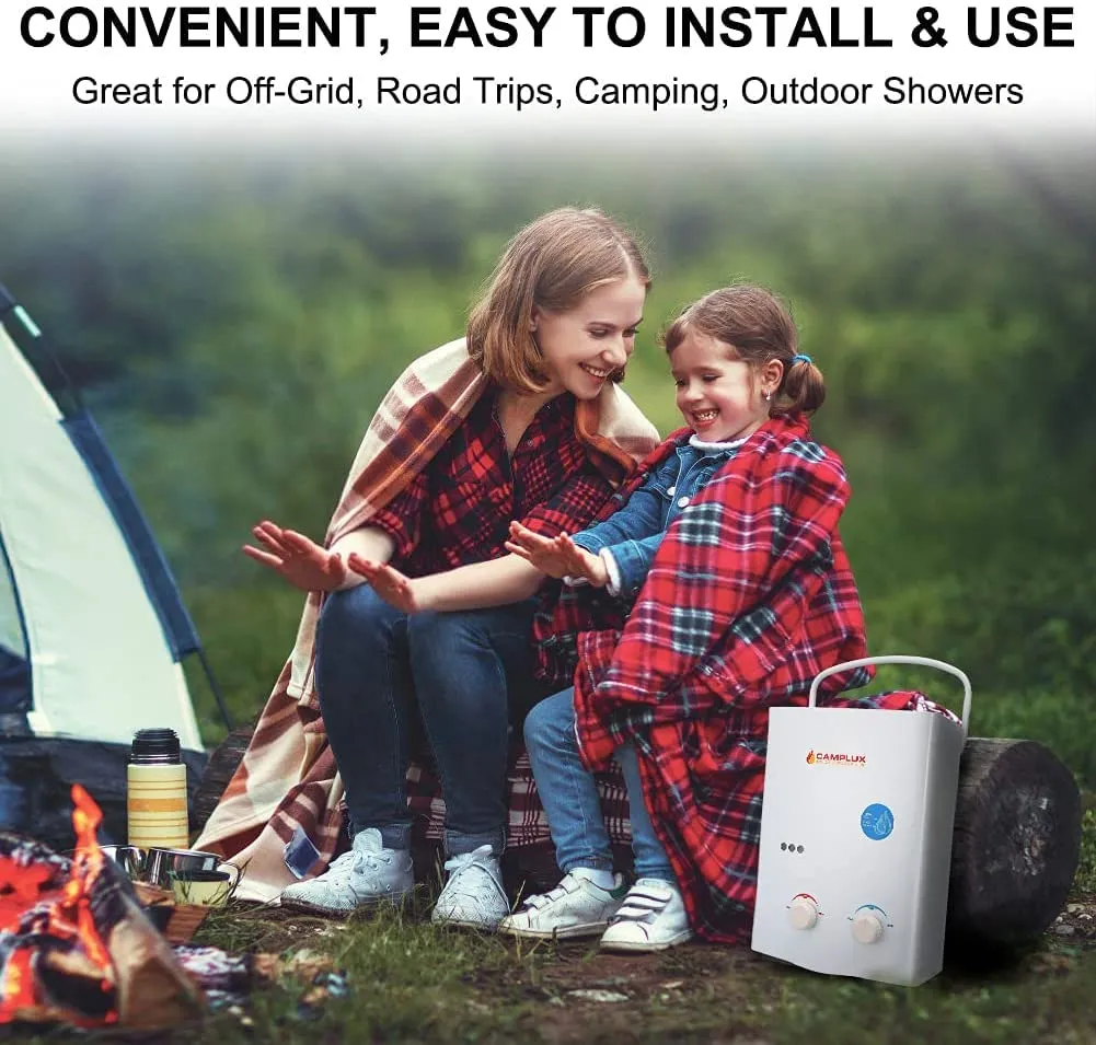 Camplux White 1.32 GPM Outdoor Tankless Gas Water Heaters w/ 1.2 GPM Water Pump