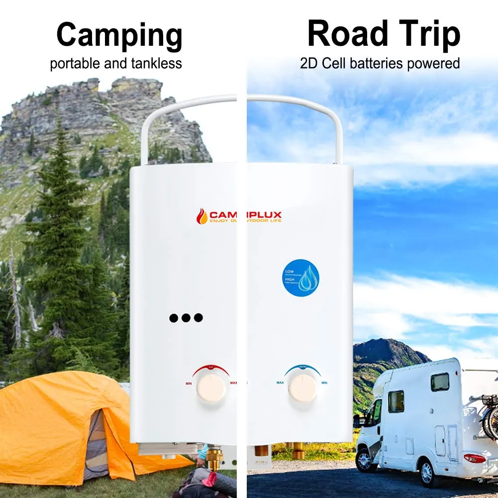 Camplux White 1.32 GPM Outdoor Tankless Gas Water Heaters w/ 1.2 GPM Water Pump