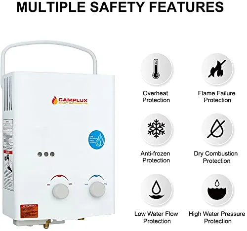 Camplux White 1.32 GPM Outdoor Tankless Gas Water Heaters w/ 1.2 GPM Water Pump