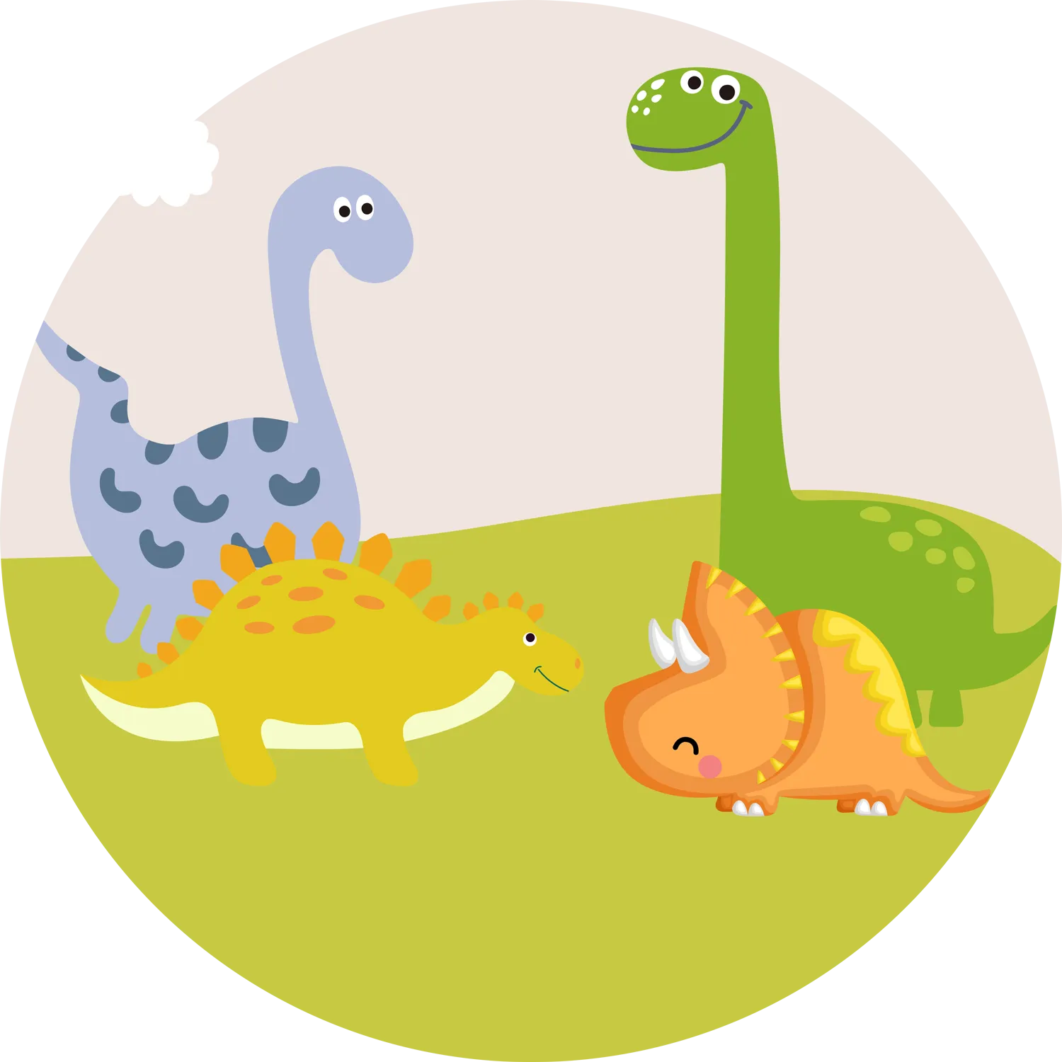 Cartoon Dinosaur Round Backdrop Birthday Party Decorations