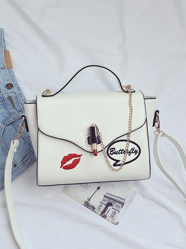 Chain Detail Print Flap Crossbody Bag