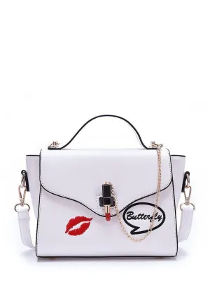 Chain Detail Print Flap Crossbody Bag