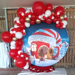 Christmas Hat House Snow Round Backdrop