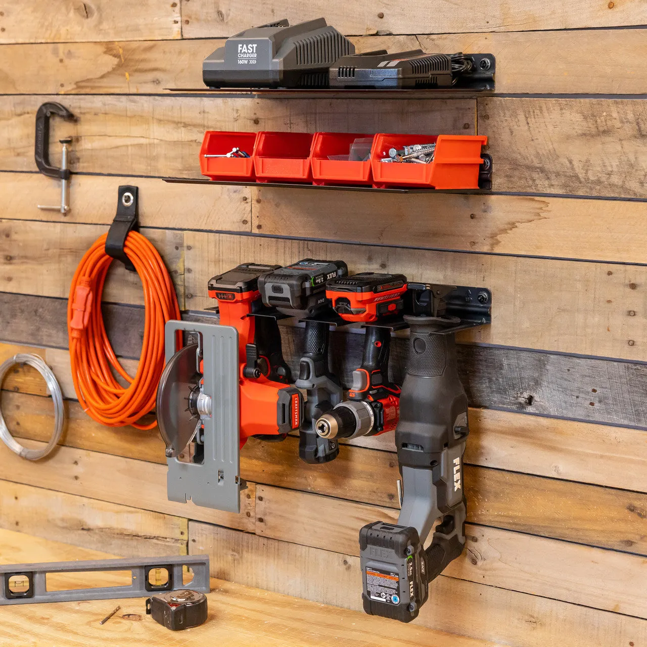 Clifton Power Tool Organizer & 2 Shelves | Garage Storage Rack