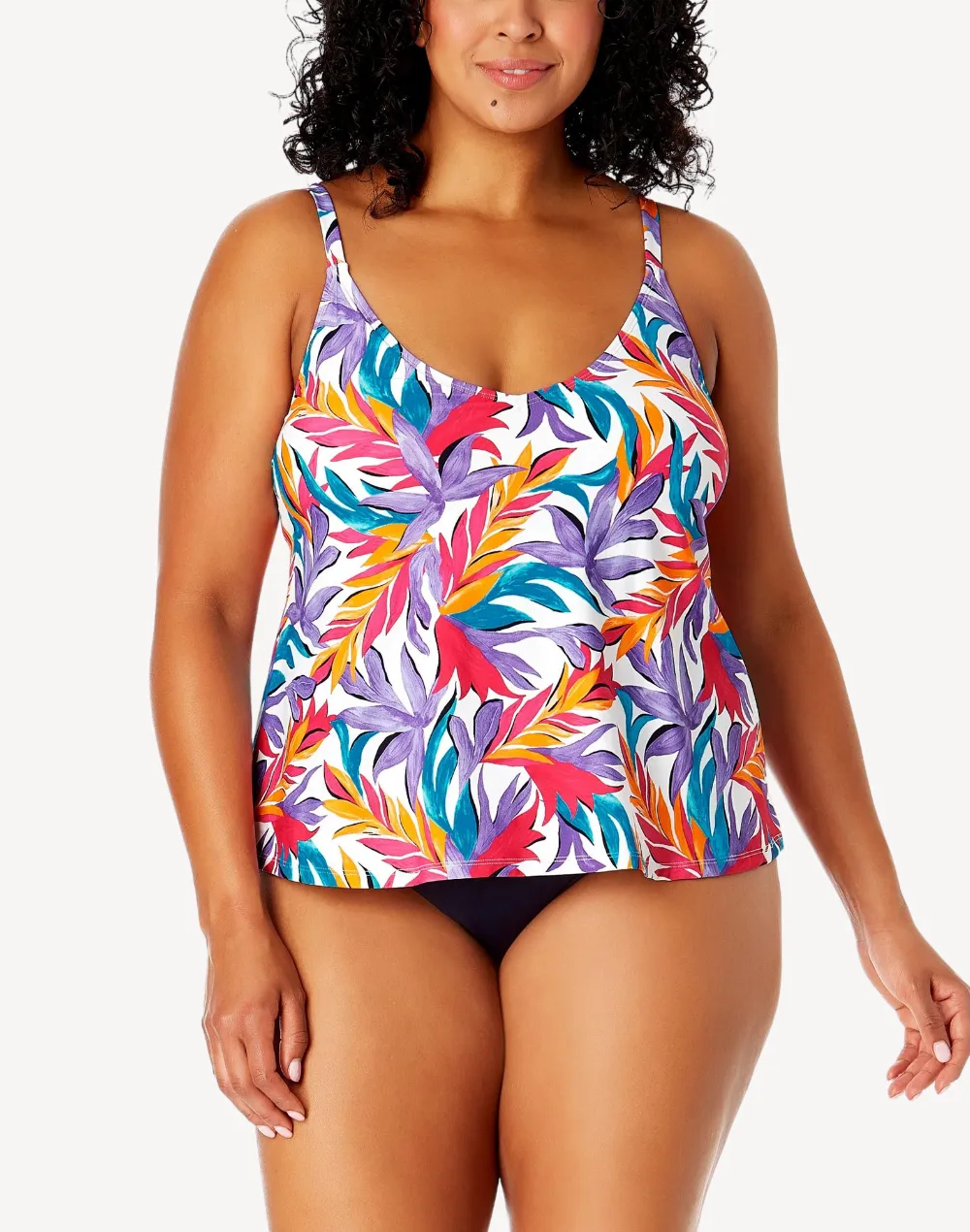 Dance Floor Palm Plus Size Easy Tri Tankini Top