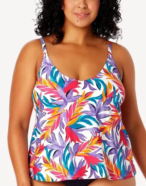 Dance Floor Palm Plus Size Easy Tri Tankini Top