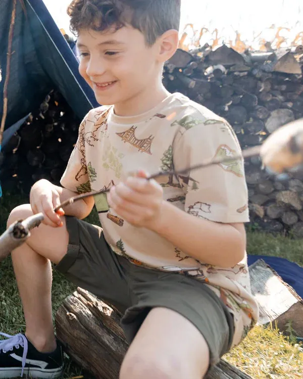 Deux Par Deux Boys Jersey Tee   G30U72   Printed Camping Trip