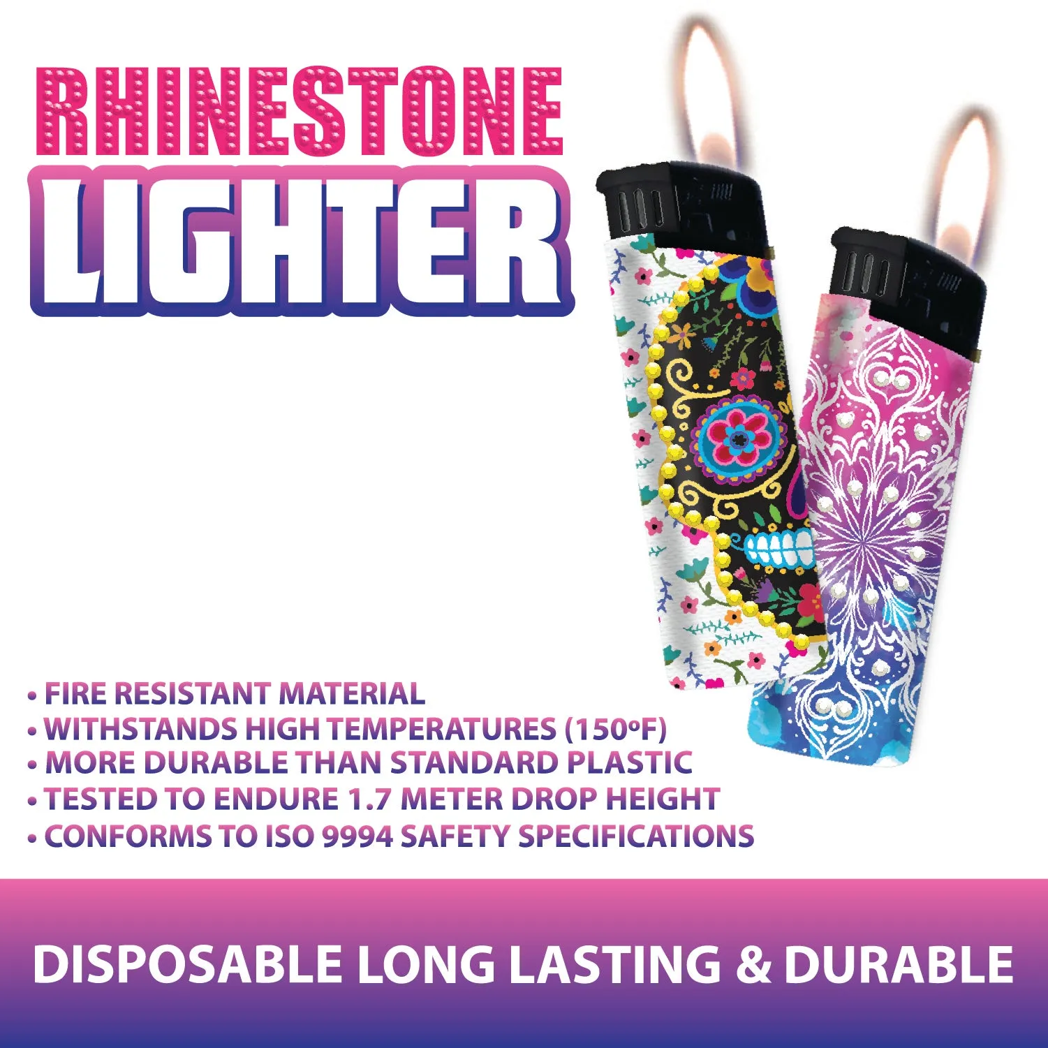 Disposable Rhinestone Lighter - 24 Pieces Per Retail Ready Display 24909