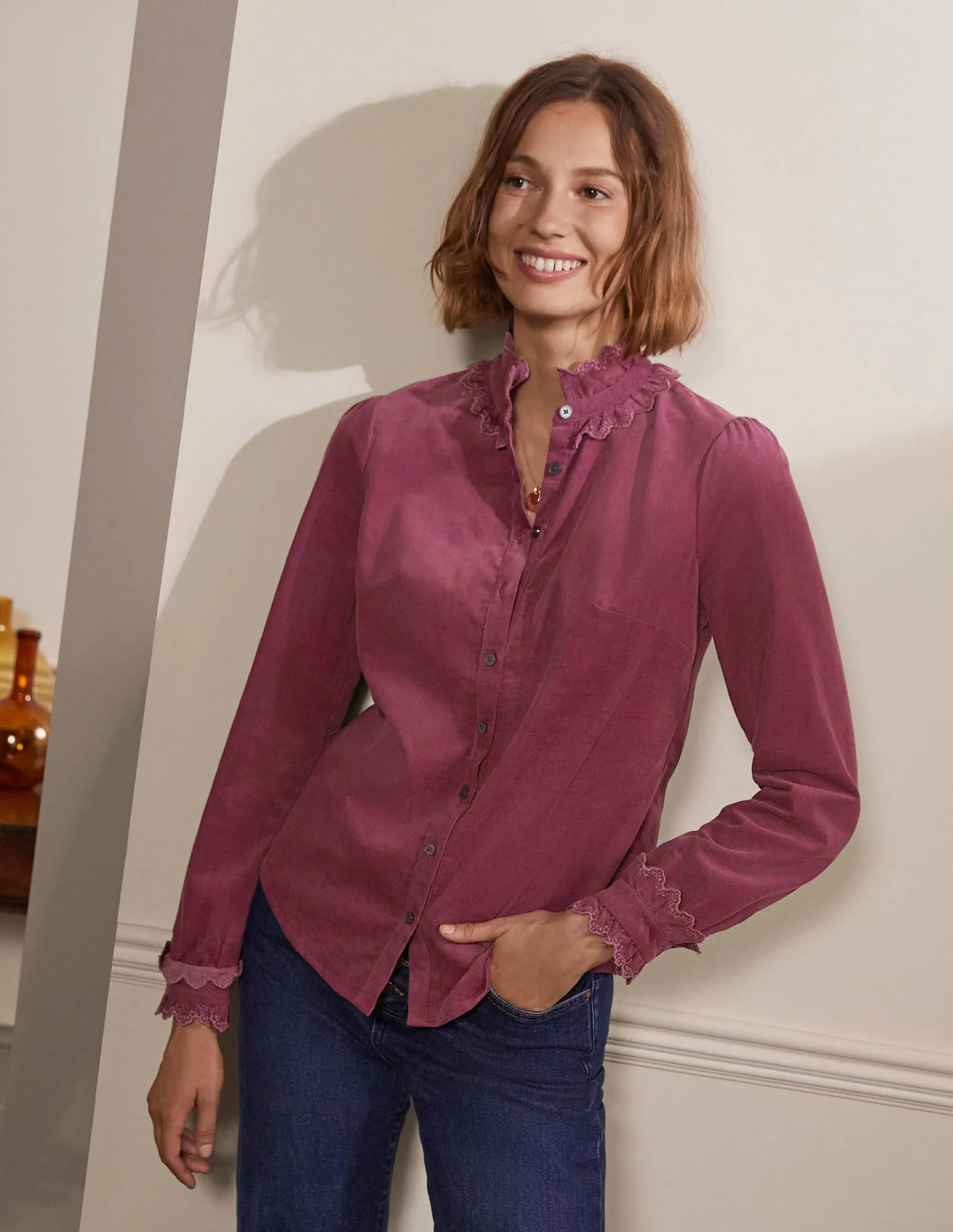 Eliza Broderie Shirt-Figgy Pudding