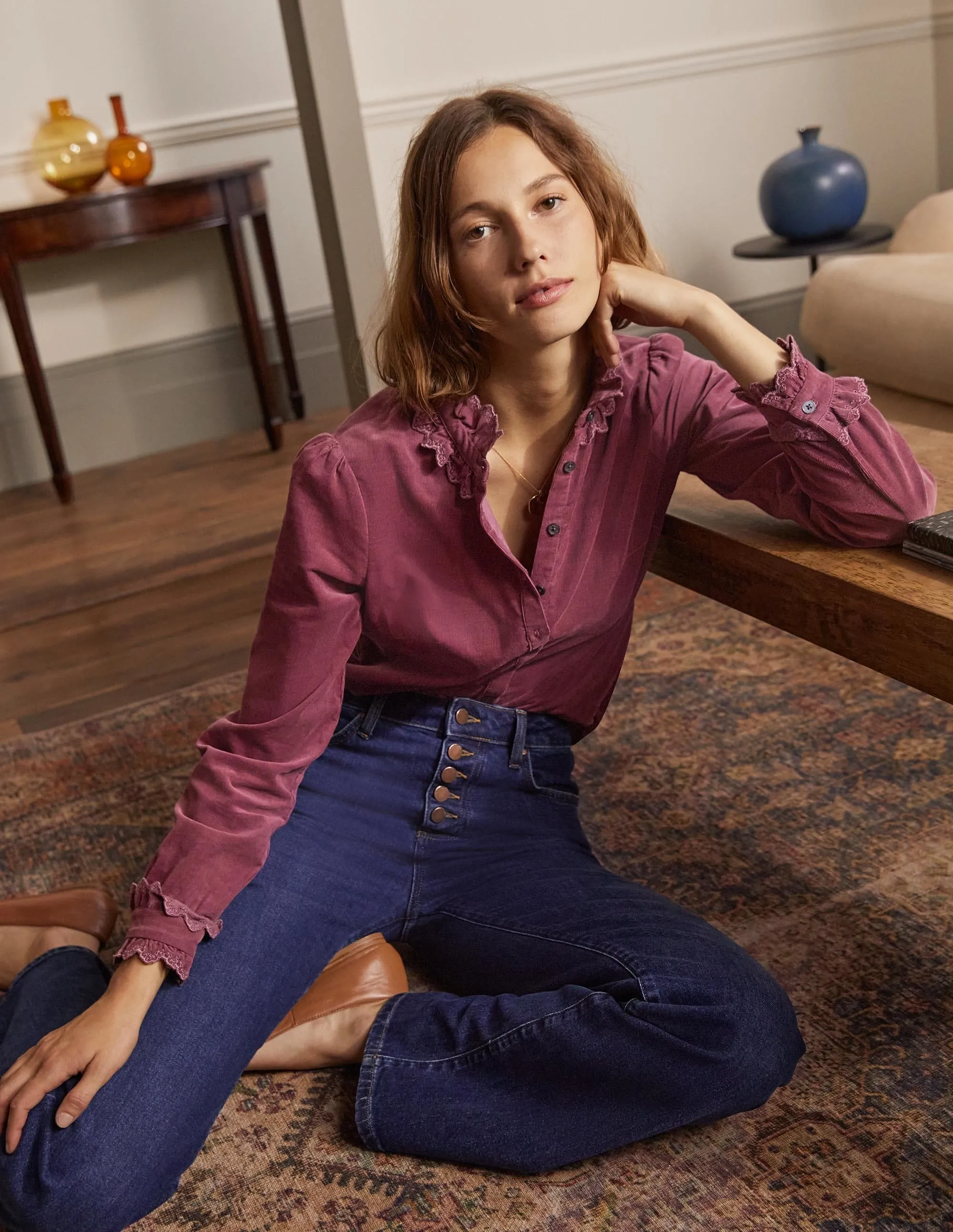Eliza Broderie Shirt-Figgy Pudding