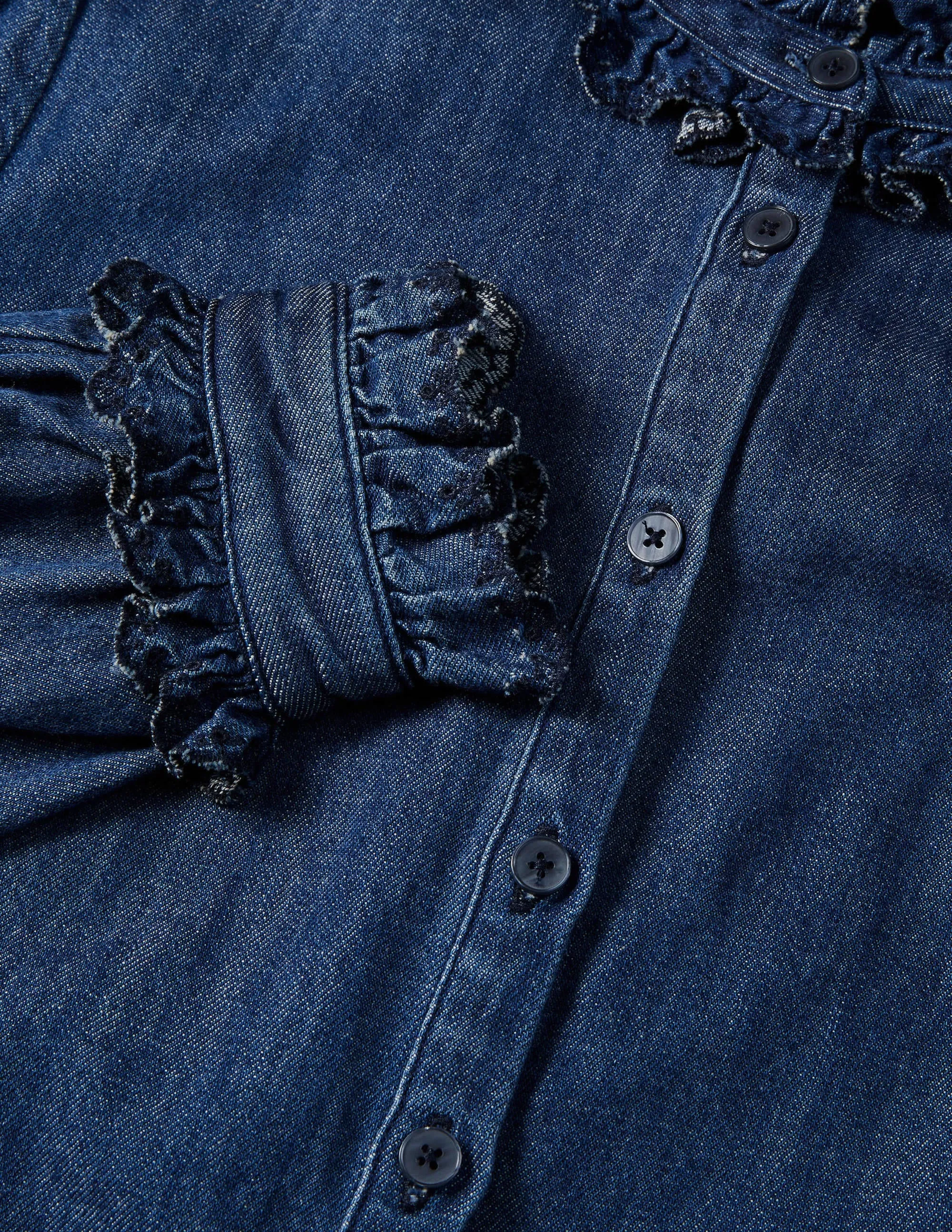 Eliza Broderie Shirt-Mid Vintage Denim