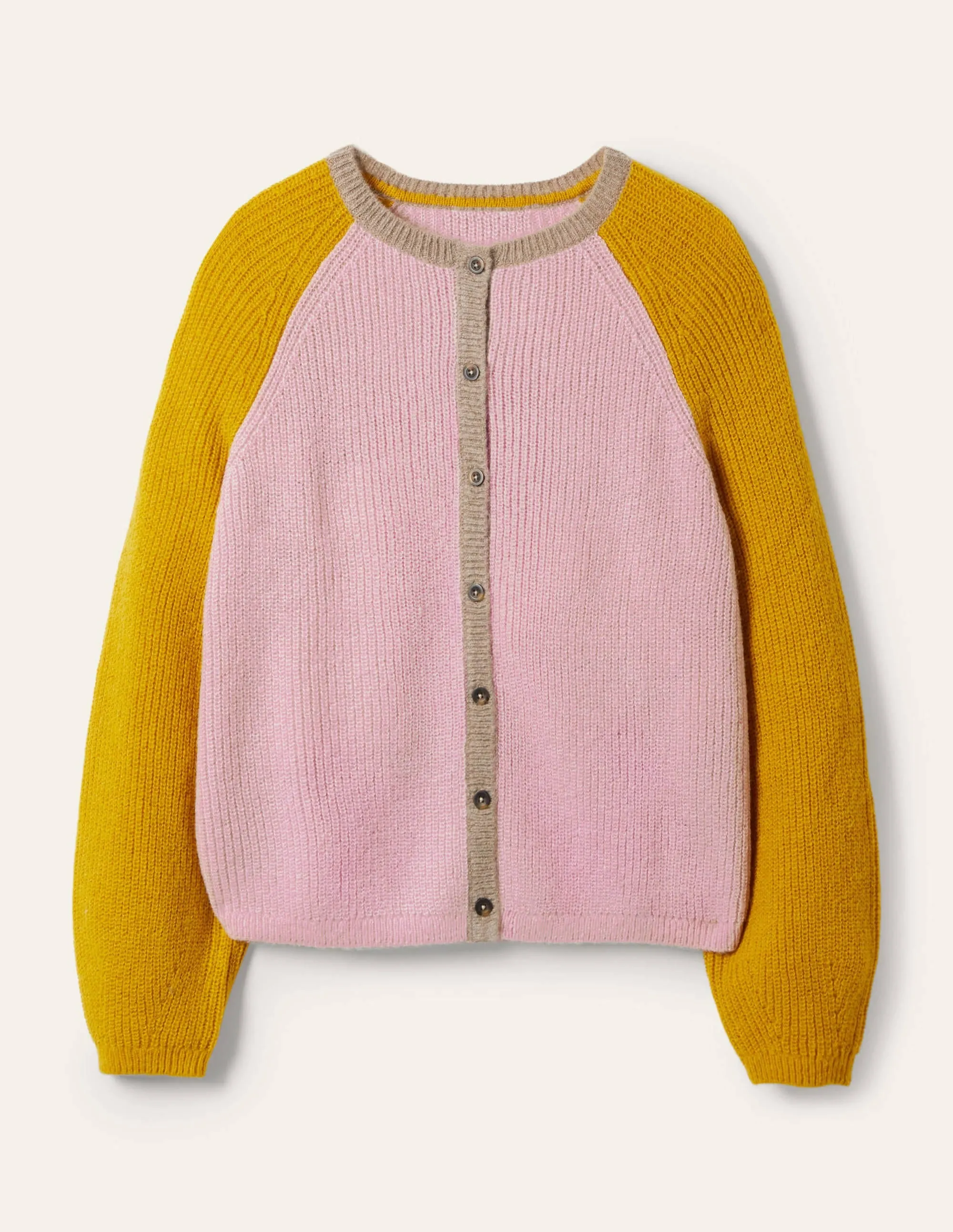 Fluffy Colourblock Cardigan-Milkshake, Olive Oil