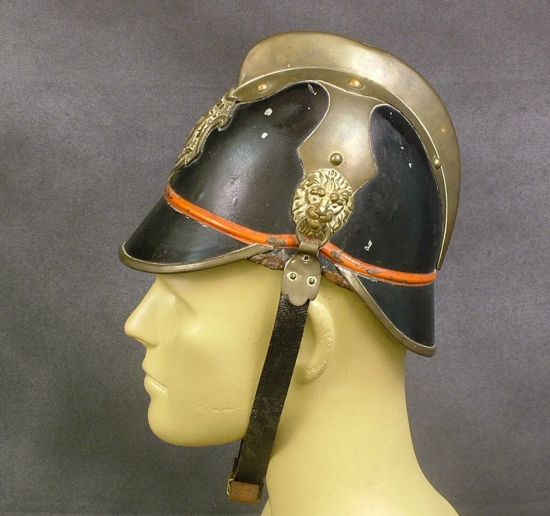 German (Bavarian) Pre-WW1 Steel & Brass Fire Helmet (One Only)