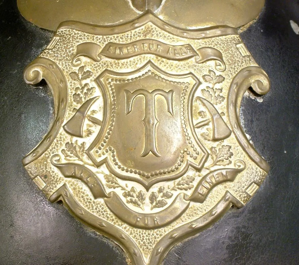 German (Bavarian) Pre-WW1 Steel & Brass Fire Helmet (One Only)