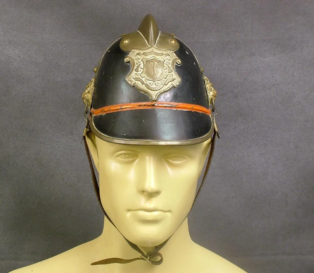 German (Bavarian) Pre-WW1 Steel & Brass Fire Helmet (One Only)
