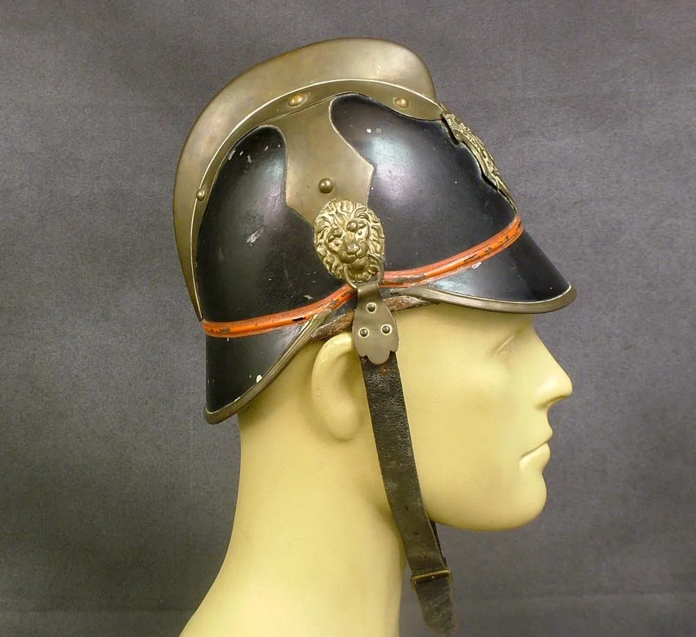 German (Bavarian) Pre-WW1 Steel & Brass Fire Helmet (One Only)