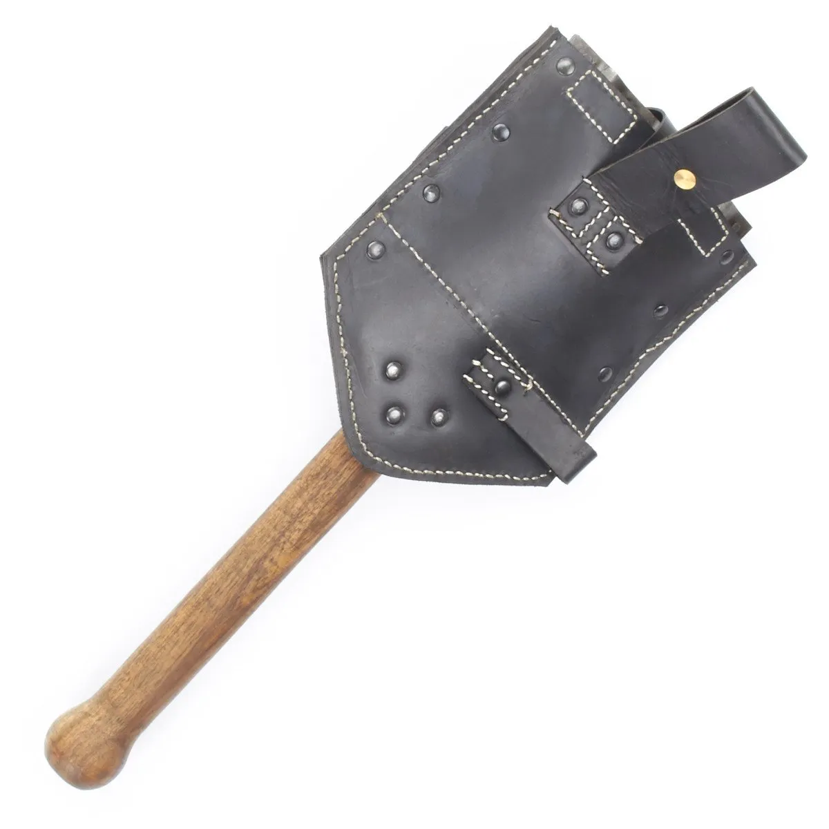 German WWII Folding Shovel Klappspaten (Foldable Spade) with Leather Carry Cover