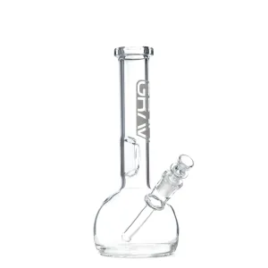 GRAV 8in Round Bottom Water Pipe w/ Fixed Downstem - Clear