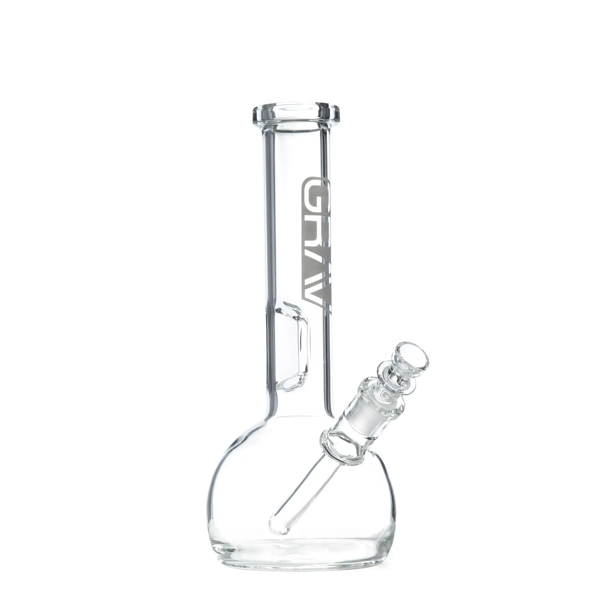 GRAV 8in Round Bottom Water Pipe w/ Fixed Downstem - Clear