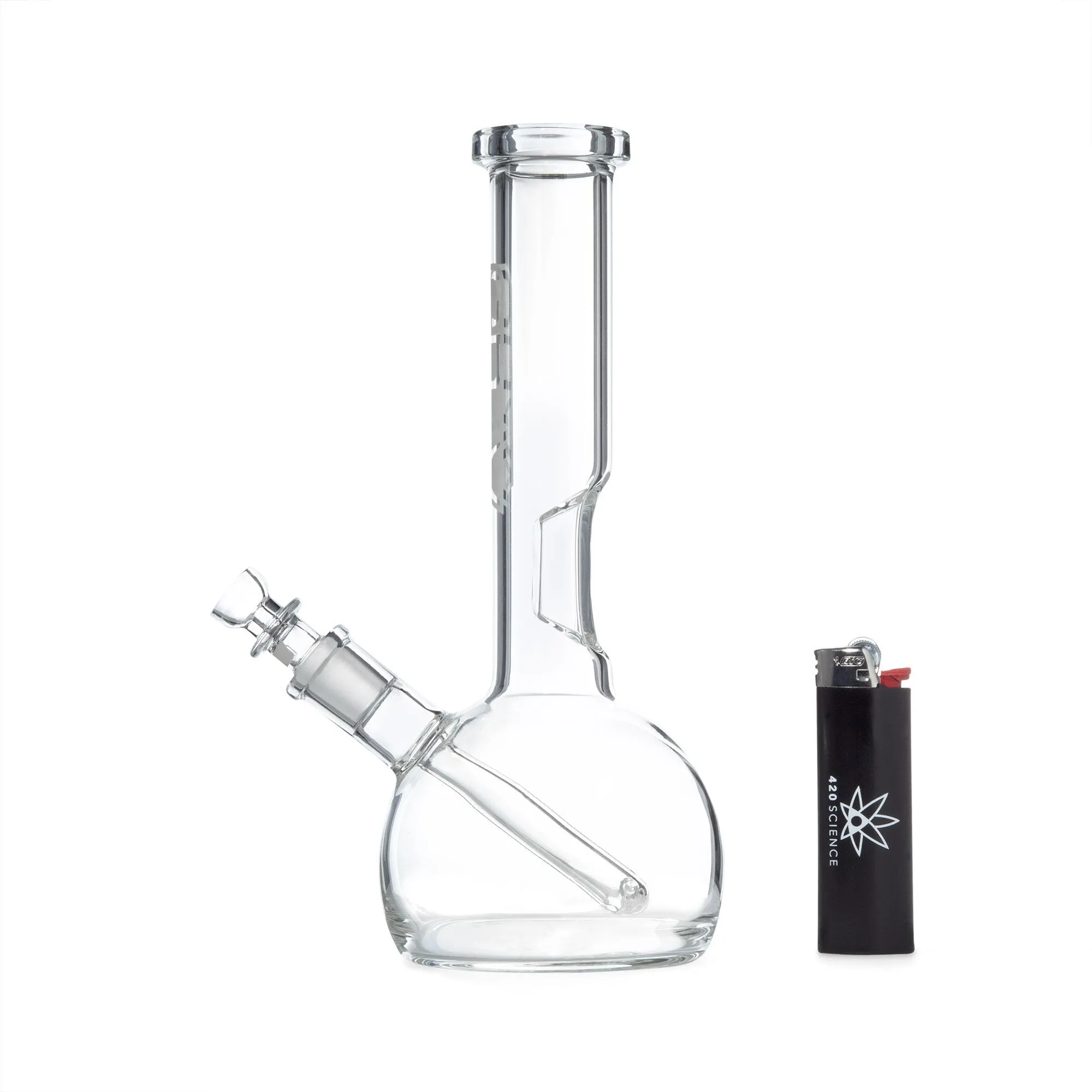 GRAV 8in Round Bottom Water Pipe w/ Fixed Downstem - Clear