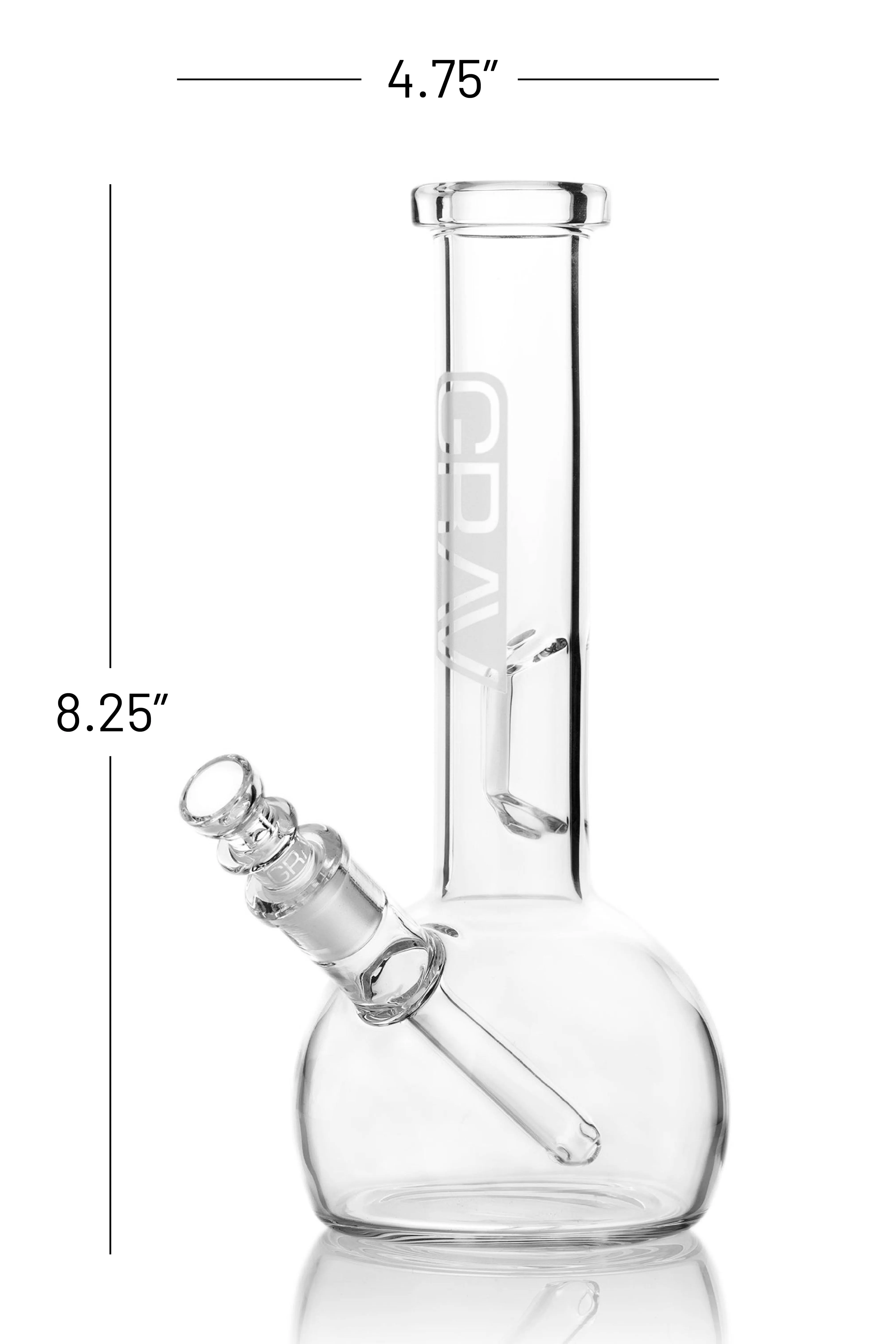 GRAV 8in Round Bottom Water Pipe w/ Fixed Downstem - Clear