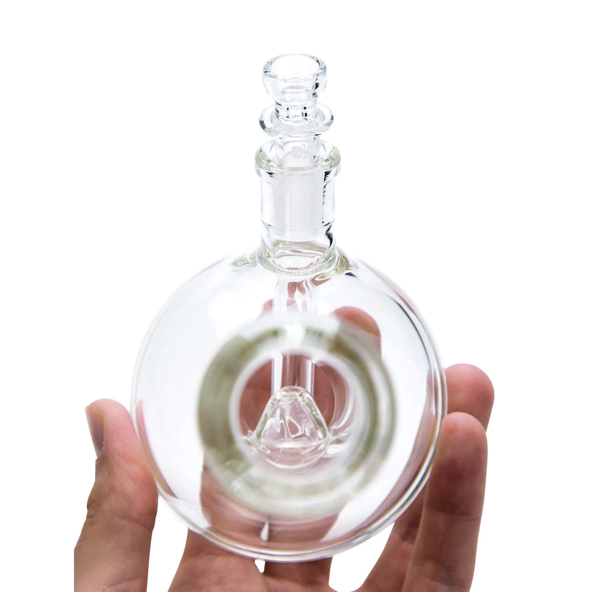 GRAV 8in Round Bottom Water Pipe w/ Fixed Downstem - Clear