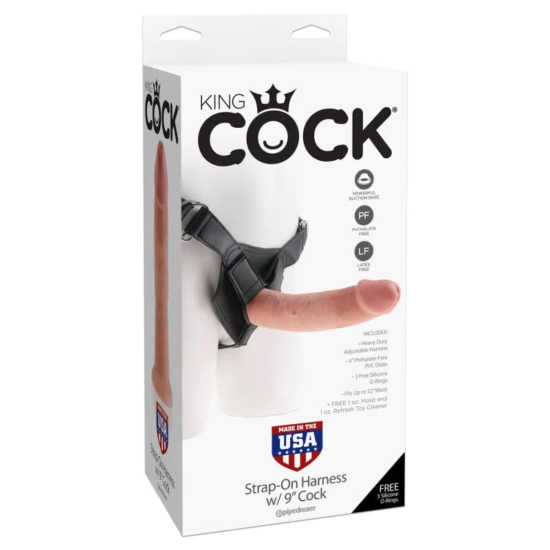 King Cock Strap on Harness With 9 Inch Cock - Flesh