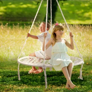 Large Cotton Hammock Chair Swing Indoor Outdoor - Gardeon