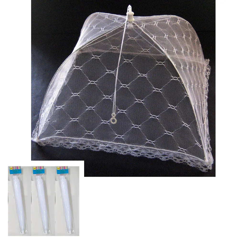 Lot 3 Food Umbrella Covers Picnic Bbq Party Sports Tent White 12" Mesh Toppers