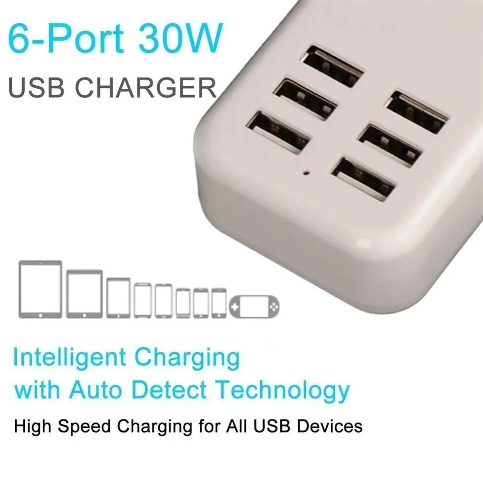 Multiport 6-USB US AC Wall Charger