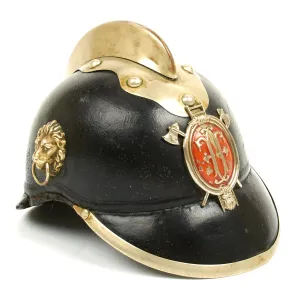 Original 1890 German Bavarian Leather Fire Brigade Helmet