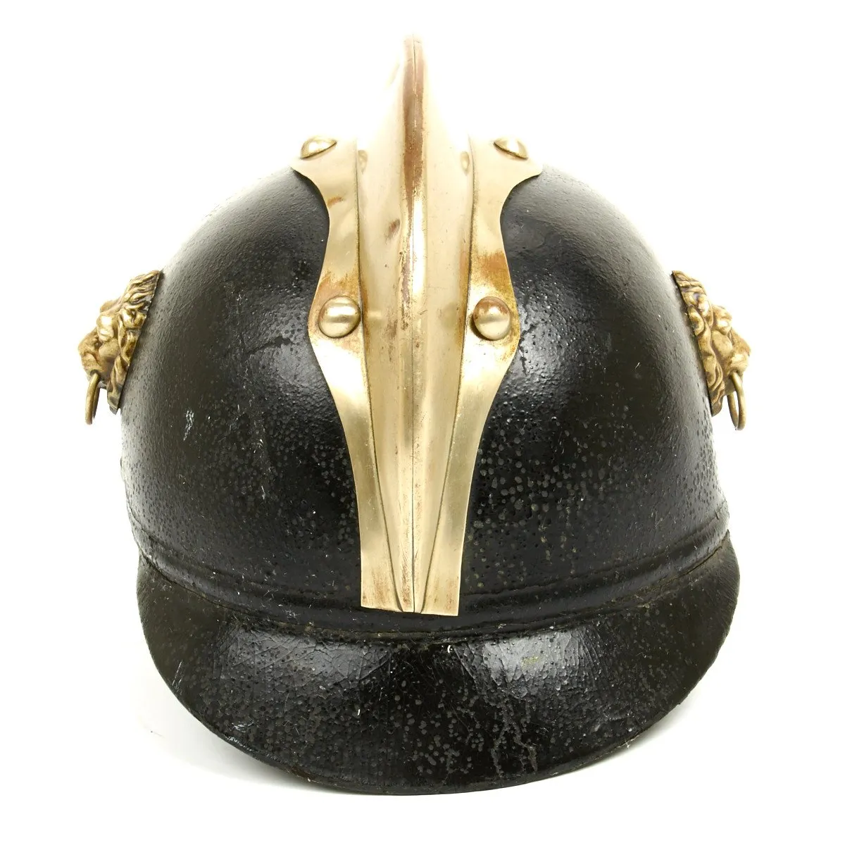 Original 1890 German Bavarian Leather Fire Brigade Helmet